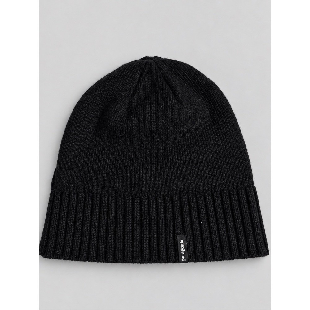 Y2K Patagonia Wool Ribbed Knit Cuffed Beanie Winter Outdoor Skull Cap One Size